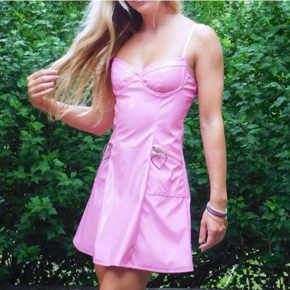 Sugar Thrillz Pink Dress Dolls Kill Barbiecore Faux leather XS